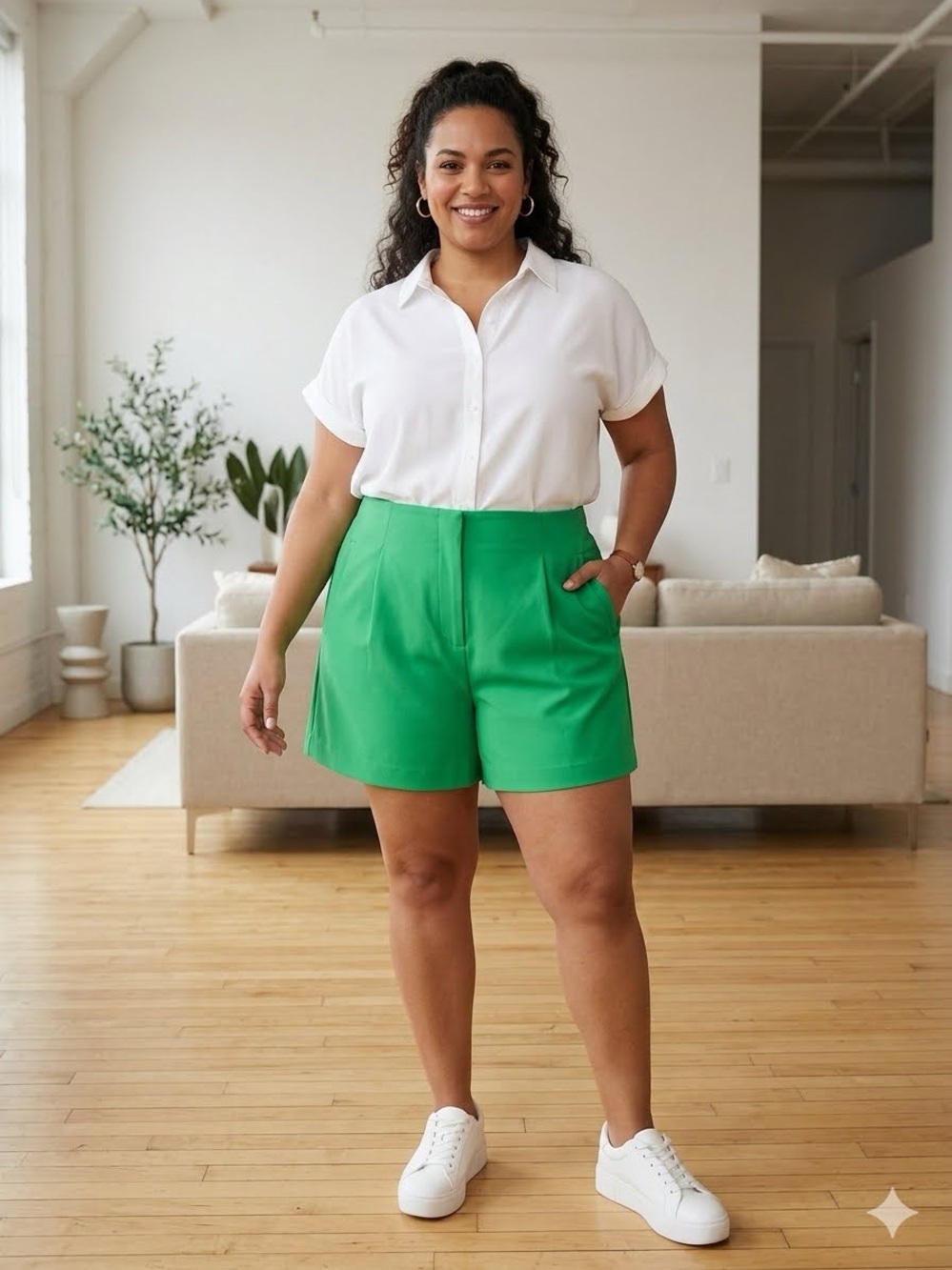 a new day Bright Green Tailored High-Rise Shorts